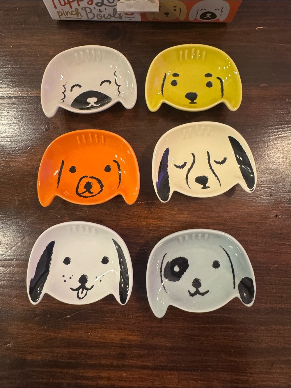 Now Designs Puppy Love Pinch Bowls Set of 6 Ceramic Dog Snack Bowls w/ Original